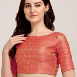 Oomph! Woven Design Boat Neck Zari Saree Blouse-picture-29