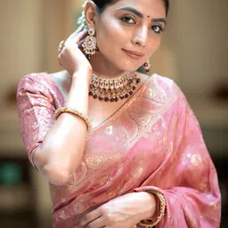 BAESD Floral Zari Silk Blend Banarasi Saree image 3