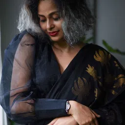 Suta Black V-Neck Solid Blouse-image-1