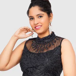 Trendzmy Black Embroidered Saree Blouse image 4