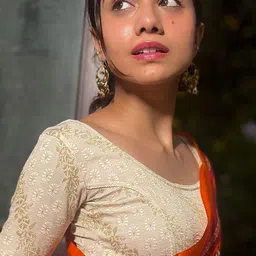 Bindigasm's Advi Woven Design Zari Banarasi Stretchable Readymade Saree Blouse image 1