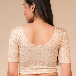Bindigasm's Advi Printed Stretchable Jacquard Saree Blouse image 2