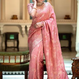 BAESD Floral Zari Silk Blend Banarasi Saree image 5