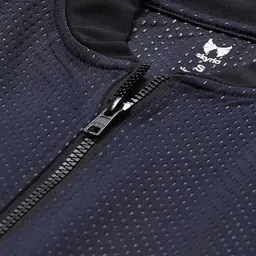 skyria Women Navy Blue Self Design Bomber Jacket image 4