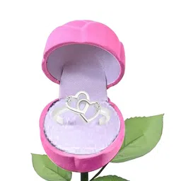Vighnaharta Rhodium-Plated CZ-Studded Finger Ring With Rose Box-picture-13