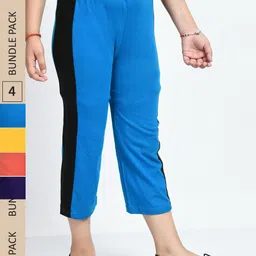 IndiWeaves Girls Pack Of 5 Colorblocked Mid-Rise Pure Cotton Capris-picture-29