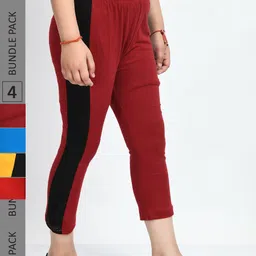 IndiWeaves Girls Pack Of 5 Pure Cotton Capris-image-24