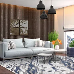 Sapana Carpet-Mats Grey & White Abstract Anti-Skid Carpet image 1