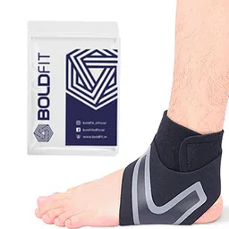 BOLDFIT Black & Grey Ankle Support Wrap for Pain Relief Compression Brace for Injuries image 3