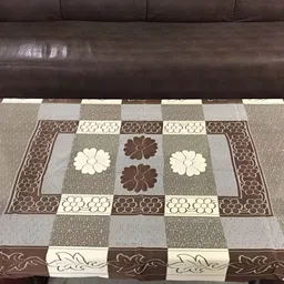 BIGGER FISH Brown Cotton 4-Seater Table Cover image 1