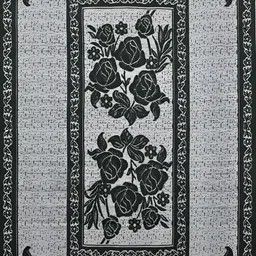 BIGGER FISH Black and Grey Cotton 6-Seater Table Cover image 2