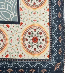 SWAYAM Beige & Blue Printed 6-Seater Table Cover image 3