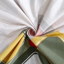 Arrabi White & Green Geometric Printed 6-Seater Table Cover image 4