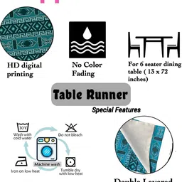 HOMADORN Blue Ethnic Motifs 6 Seater Table Runner image 4