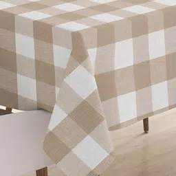 Encasa Homes Beige Geometric Printed Cotton 4-Seater Table Cover-image-33