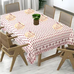 Bohekant White Floral Cotton 6-Seater Table Cover with Embroidered details-image-15