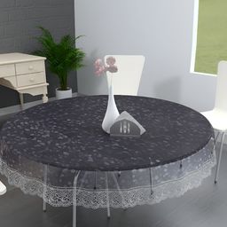 MONKDECOR Transparent Geometric Printed 6 Seater Round Waterproof Table Cover-picture-21