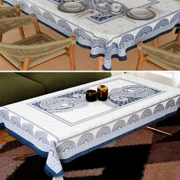 Kuber Industries White 2 Pcs Ethnic Motifs Printed Anti Skid Cotton Rectangle Table Covers image 4