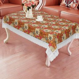 Dakshya Industries Orange Floral Printed 4 Seater Table Covers-picture-16