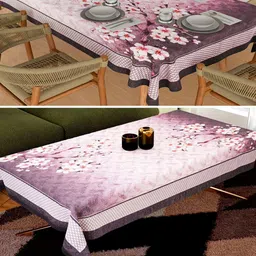 Kuber Industries Pink 2 Pieces Floral Printed Anti Skid Cotton Rectangle Table Covers image 4