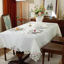 TANLOOMS White Floral 8-Seater Table Cover with Embroidered details-picture-38