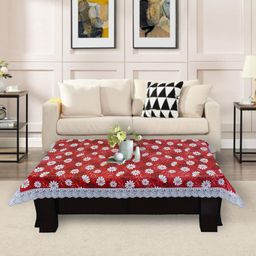 DREAM CARE Red & White Floral Printed 2 Seater Rectangular Waterproof Table Cover-picture-49