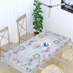 TANLOOMS Blue & Pink Floral Textured Rectangle Cotton Table Cover-image-93