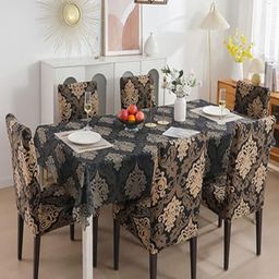 HOUSE OF QUIRK Black & Beige Printed Waterproof With 6 Chair & Table Covers-image-109
