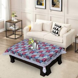 DREAM CARE Blue & Pink Floral Printed 2 Seater Rectangular Waterproof Table Cover-picture-48