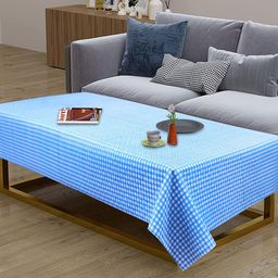 Dakshya Industries White & Blue Checked Rectangular 4-Seater Table Cover-picture-13