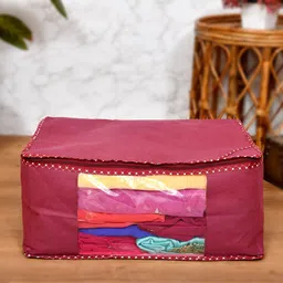 Home Fresh Set Of 3 Maroon Solid Saree Covers-image-74