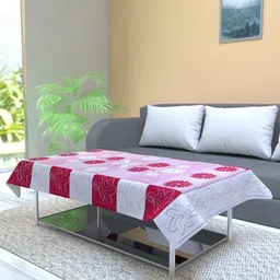 Aura Pink Floral Printed 2 Seater Rectangle Table Cover image 3