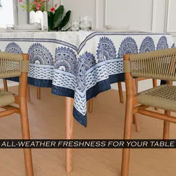 Kuber Industries White 2 Pcs Ethnic Motifs Printed Anti Skid Cotton Rectangle Table Covers image 5