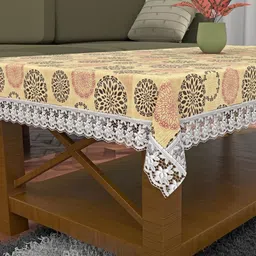 REVEXO Beige & Brown 4-Seater Floral Printed Table Cover image 2