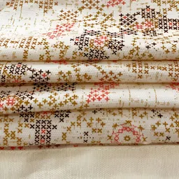 SWAYAM Cream-Coloured Geometric Printed Cotton 6-Seater Table Cover image 2