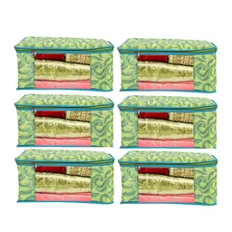 Home Fresh Green Pack of 6 Printed Saree Organisers image 5