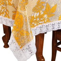 Aura Grey & Yellow Floral 6Seater Rectangle Table Cover image 3