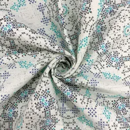 SWAYAM Cream-Coloured Geometric Printed Cotton 6-Seater Table Cover image 3