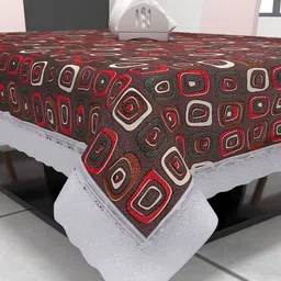 Aura Maroon & White Floral 6-Seater Rectangular Table Cover image 3
