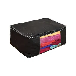 Home Fresh Set Of 6 Black Solid Foldable Cloth Saree Covers image 5