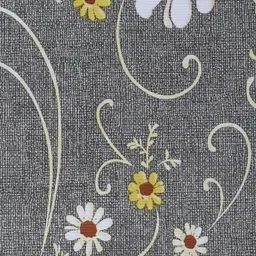 Dakshya Industries Grey & White Floral Printed PVC 6-Seater Table Cover image 3