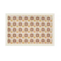 Clasiko Brown & White Printed 8 Seater Dining Table Cover image 4