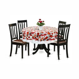 Dakshya Industries Red Waterproof Round 4-Seater Table Cover image 3
