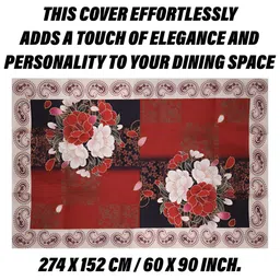 Kuber Industries Red & White Floral Cotton Round 2-Seater Table Cover image 2
