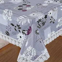 REVEXO Blue & White Floral Printed Rectangle 4-Seater Table Covers image 2