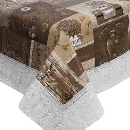 Dakshya Industries Brown Floral Printed 6-Seater Table Cover image 2