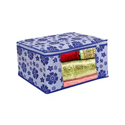 Home Fresh Set Of 3 Blue Printed Saree Organisers image 3