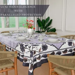 Kuber Industries White 2 Pieces Floral Printed Anti Skid Cotton Rectangle Table Cover image 3