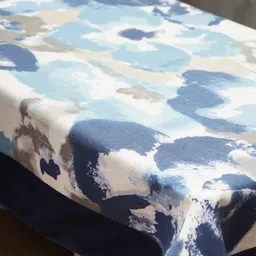 Soumya Navy Blue & White Abstract  Printed Rectangle Cotton Table Cover image 2