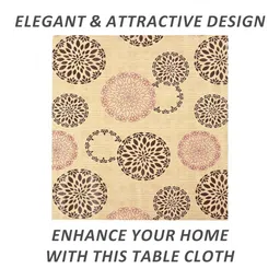 REVEXO Beige & Brown 4-Seater Floral Printed Table Cover image 3